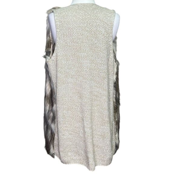 Almost Famous Faux Fur Vest Knitted Back Size XL - Picture 4 of 7